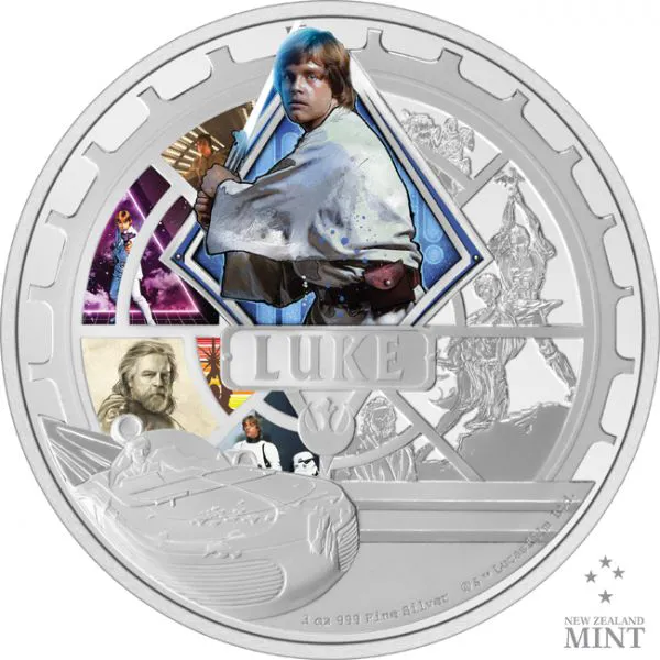 Luke Skywalker, stříbrná mince 3 oz