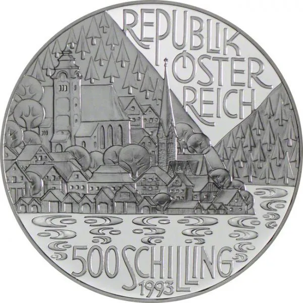 Region jezer - 500 Schilling, stříbrná mince
