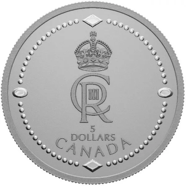 Král Charles III. - monogram,  stříbrná mince