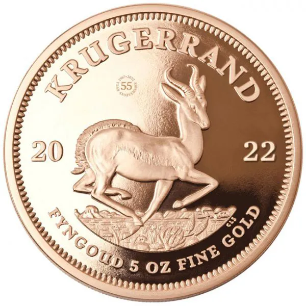55. výročí  Krugerrand mince, 5 oz zlata