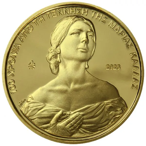 100. výročí od narození řecké sopranistky Marie Callas, zlatá mince