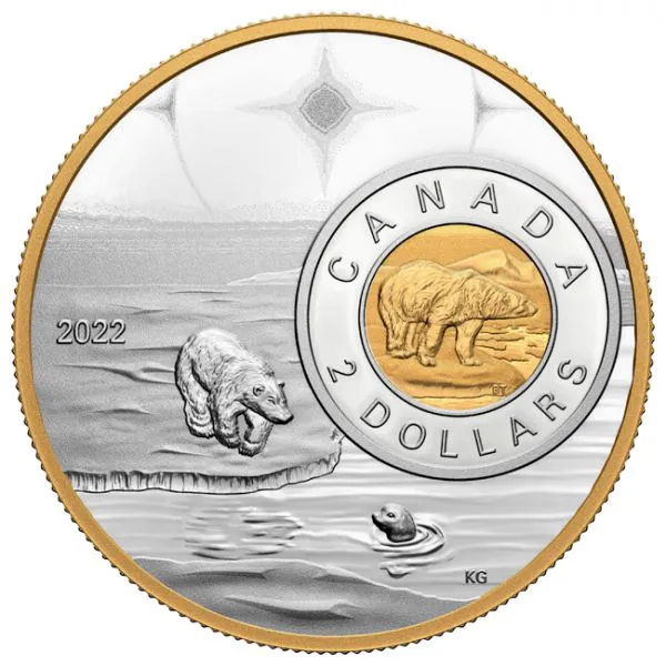 Stříbrná mince 5 uncí s motivem ledního medvěda