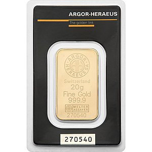 Zlatý slitek Argor Heraeus 20 g - akce 