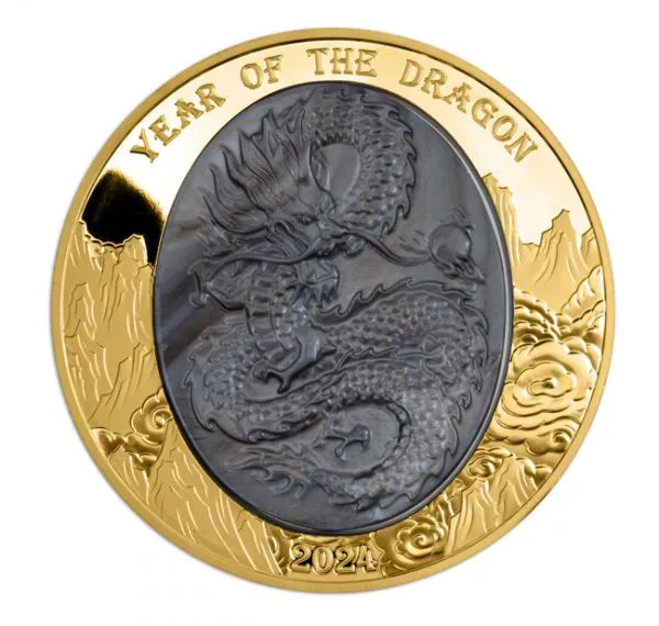 Zlatá mince Lunární drak 2024 s perletí, emise pouze 25 ks