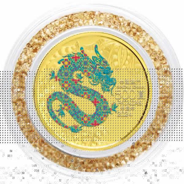 Lunární drak 2024 v barvě, 1/2 oz zlata