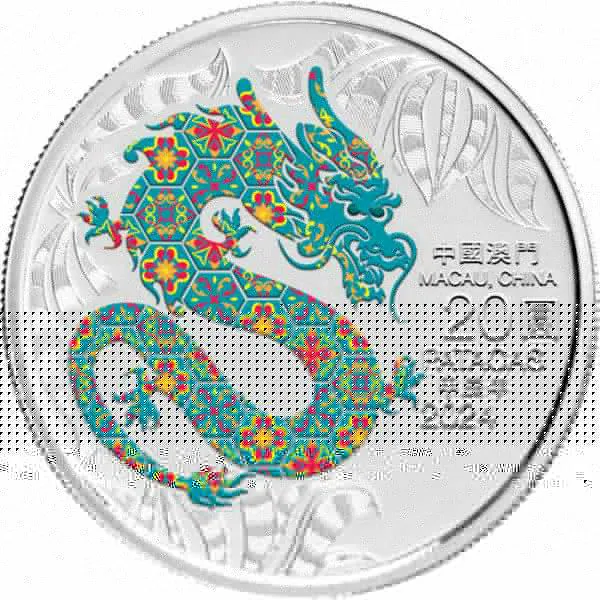 Čínský lunární drak 2024 v barvě, 1 oz stříbra