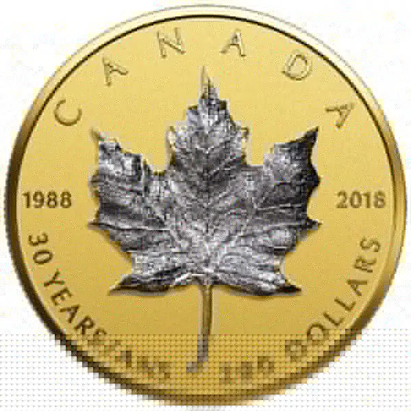 Zlatá výroční mince Maple Leaf - 30 let, 1 oz