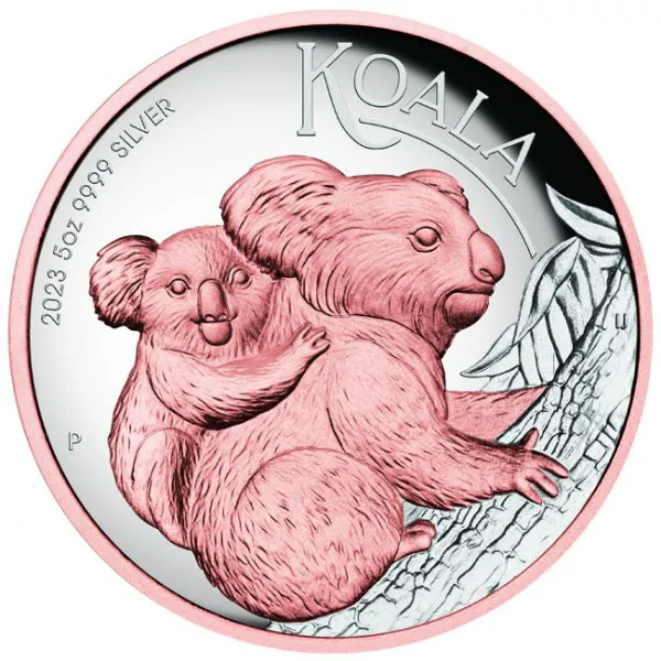 Koala 2023, 5 oz stříbra - vysoký reliéf