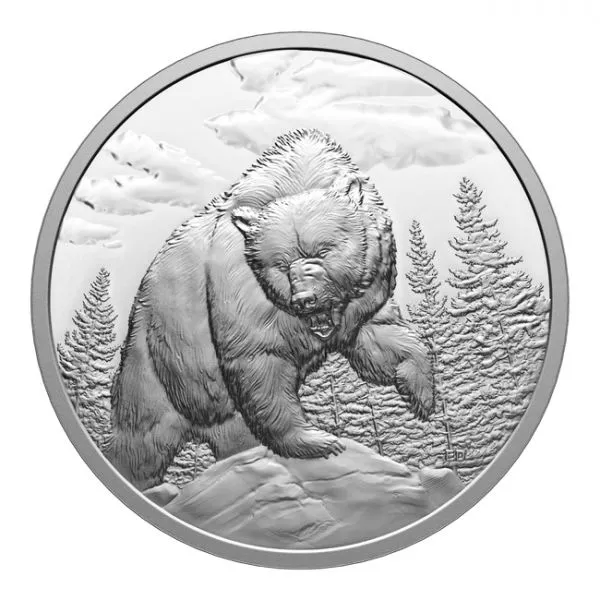 Medvěd Grizzly, 1 oz stříbra