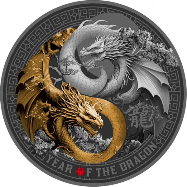 Lunární drak 2024, 14 g stříbrná mince v etuji