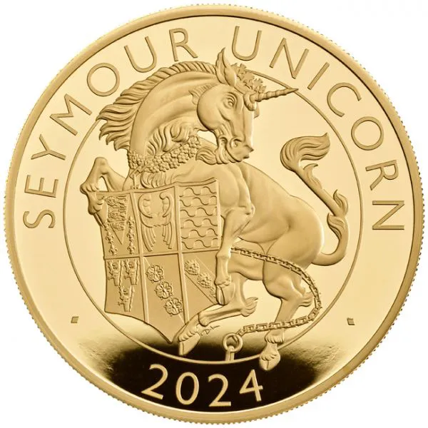 Zlatá mince Tudorovská zvířata - Seymour Unicorn 2024, 5 oz