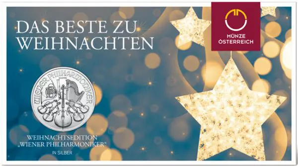 Stříbrná mince Vídenští filharmonici - Vánoční edice 2023, 1 oz