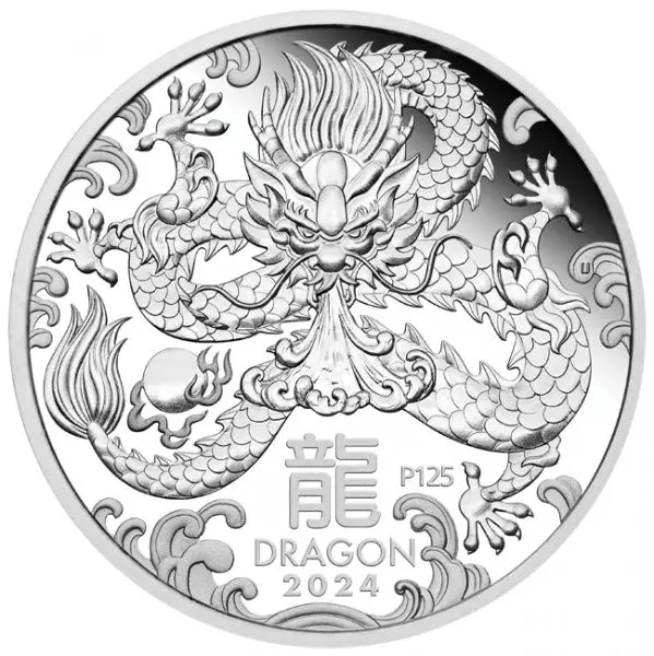 Sada stříbrných mincí Lunární série III - Rok Draka 2024 v etuji, 108 g
