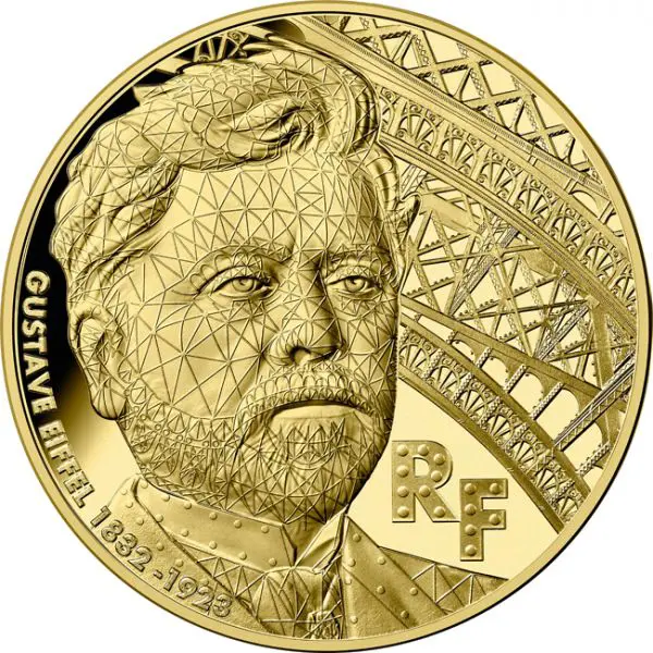 100. výročí úmrtí Gustava Eiffela, zlatá mince 0,5 g