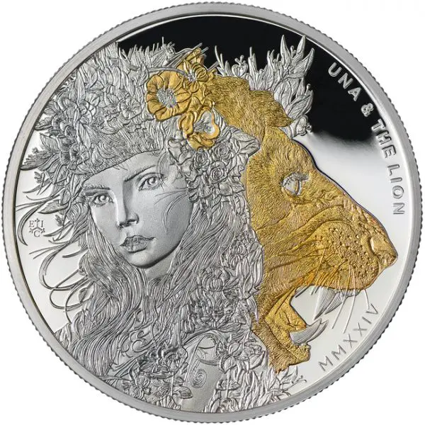 Una a lev 2024, 1 oz stříbra pozlaceno