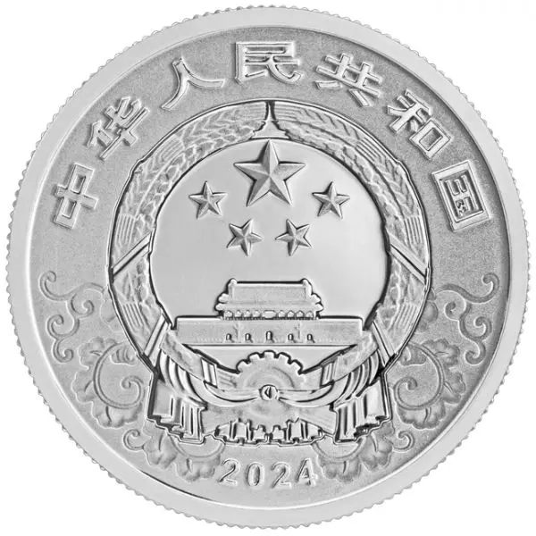 Lunární drak, stříbrná mince 2024, 5 jüanů Čína
