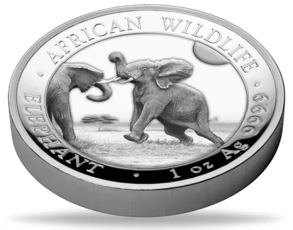 Slon 2024, 1 oz stříbra v etuji - ultra vysoký reliéf