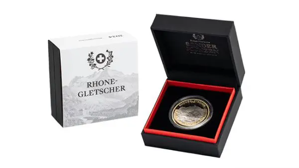 Ledovec Rhone s podpisem umělce, Švýcarsko, 15 g CuNi