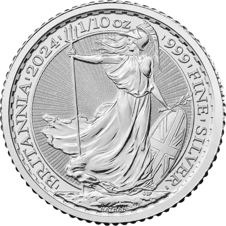 Stříbrná mince Britannia Charles III 2024, 1/10 oz