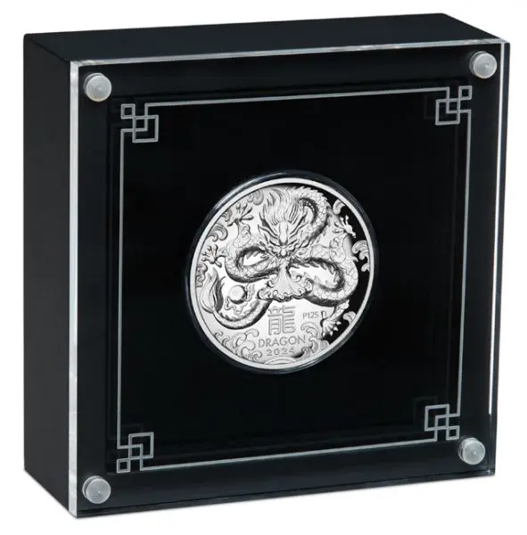 Lunární drak 2024 v etuji - Perth Mint, 1 oz stříbra 