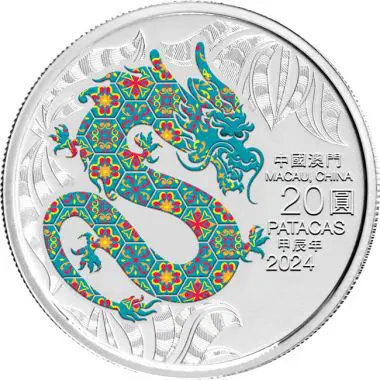 Čínský lunární drak 2024 v barvě, 1 oz stříbra