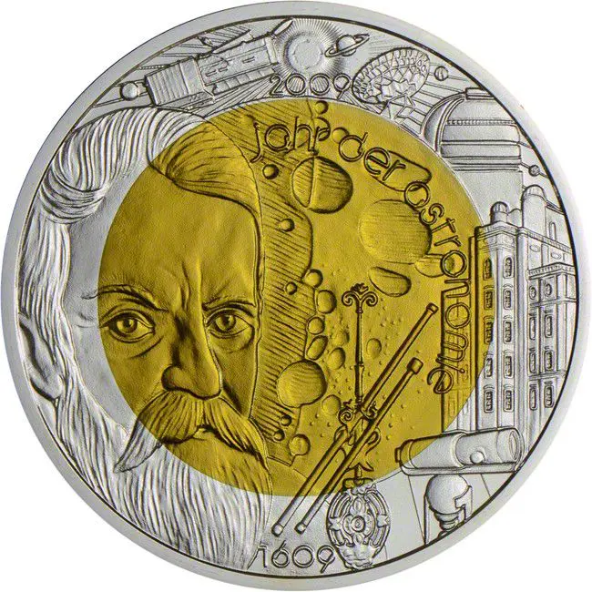Rok astronomie, stříbrná / niobová mince 
