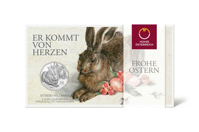 Veselé Velikonoce - hnědý zajíc  podle Albrechta Durera, stříbro 
