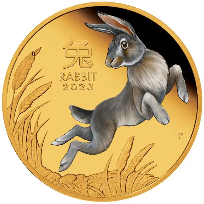 Lunární králík v barvě, 1 oz zlata