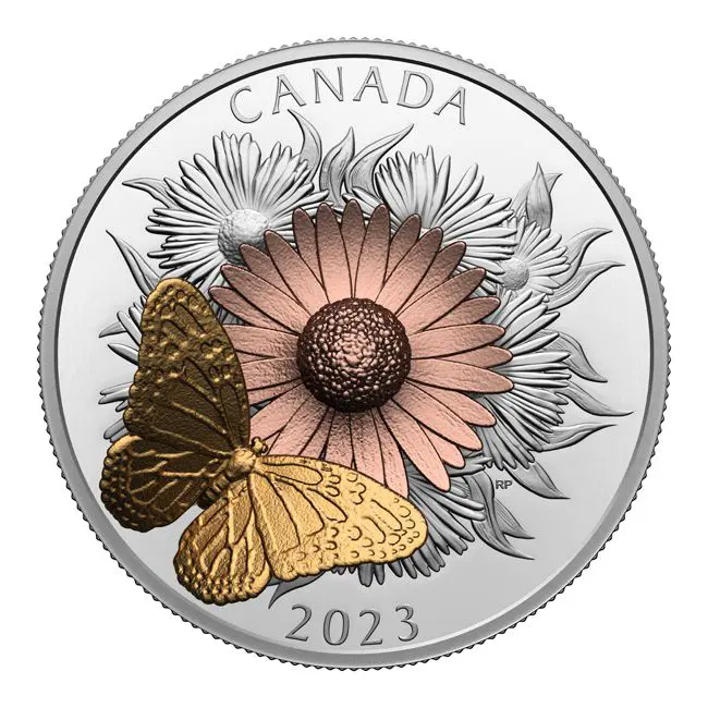 Monarcha stěhovavý a květ, stříbrná mince