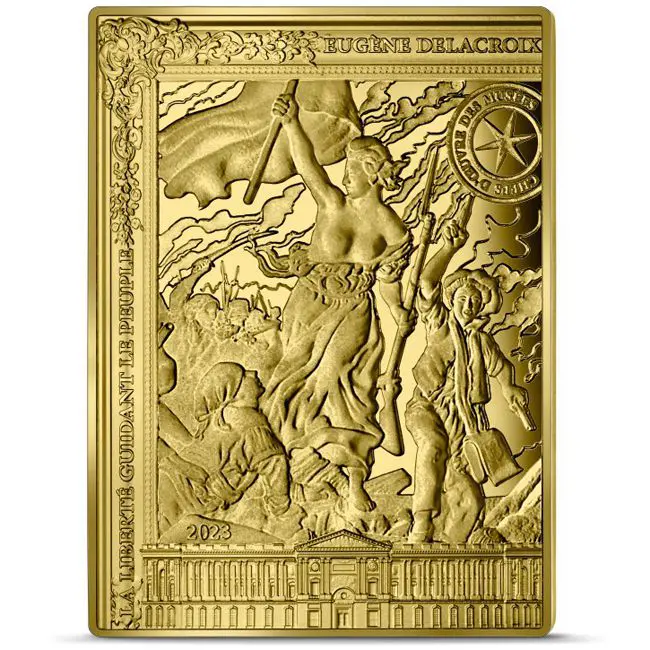 Obraz od  Delacroixe - Svoboda vede lid na barikády, 1/4 oz zlata