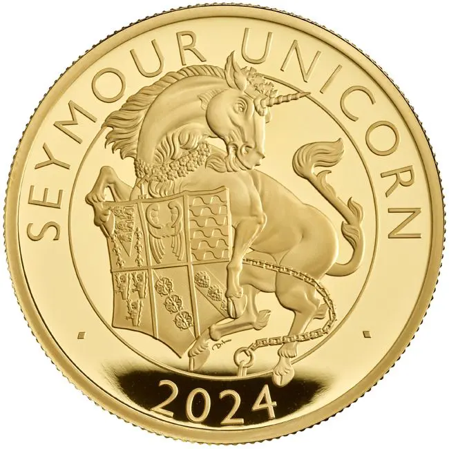 Zlatá mince Tudorovská zvířata - Seymour Unicorn 2024, 1 oz