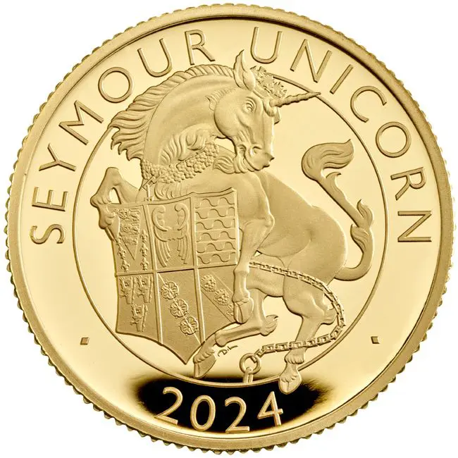 Zlatá mince Tudorovská zvířata - Seymour Unicorn 2024, 1/4