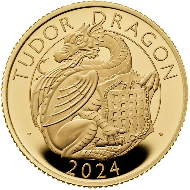 Tudorovský drak 2024, 1/4 oz oz zlata v etuji