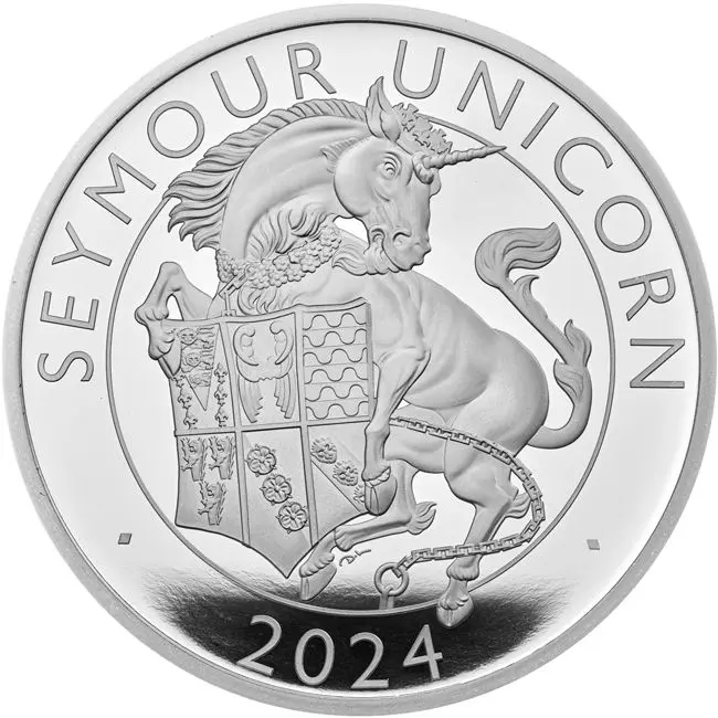 Stříbrná mince Tudorovská zvířata - Seymour Unicorn 2024, 1 oz