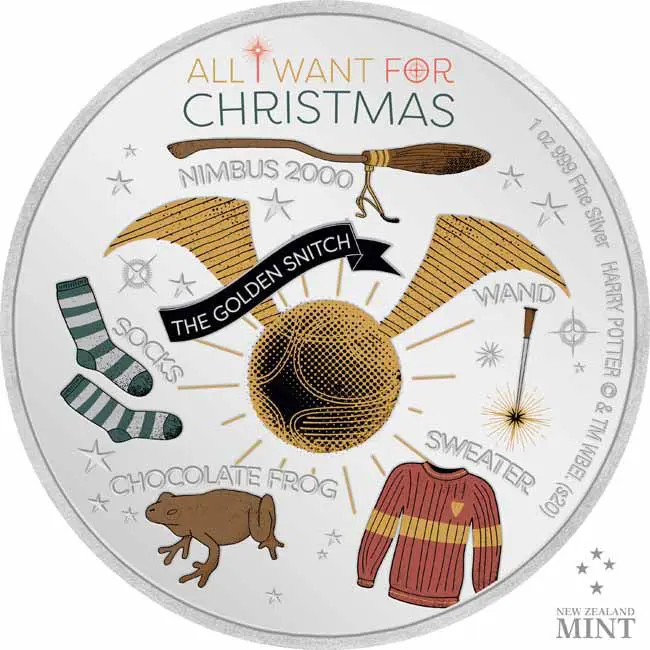 Stříbrná mince Harry Potter - Vánoční pozdravy 2020, 1 oz
