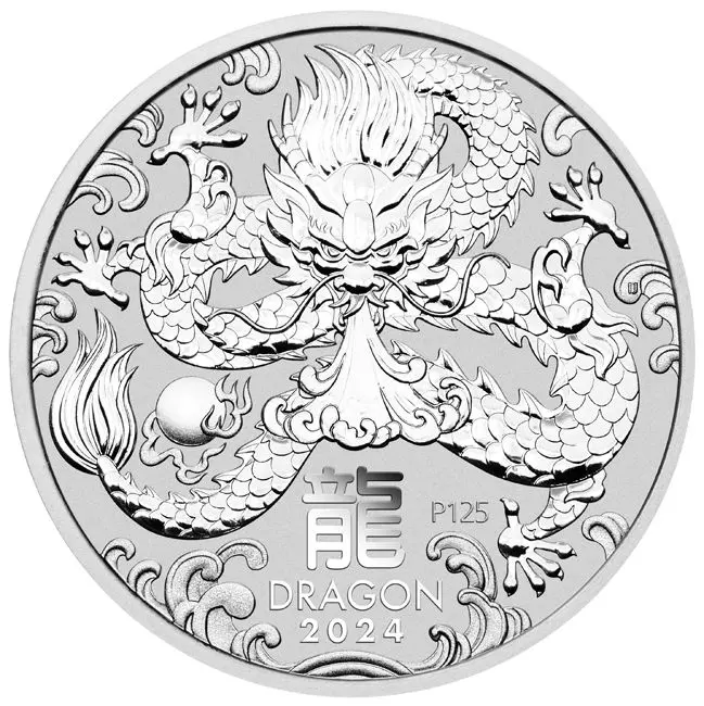 Stříbrná mince Lunární série III - Rok Draka 2024, 1000 g