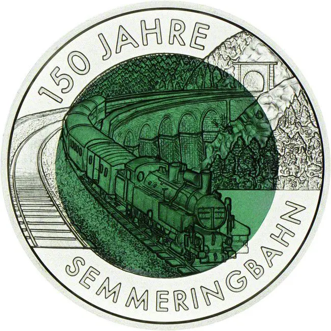 150 let Semmeringské železnice, stříbrná/niobová mince