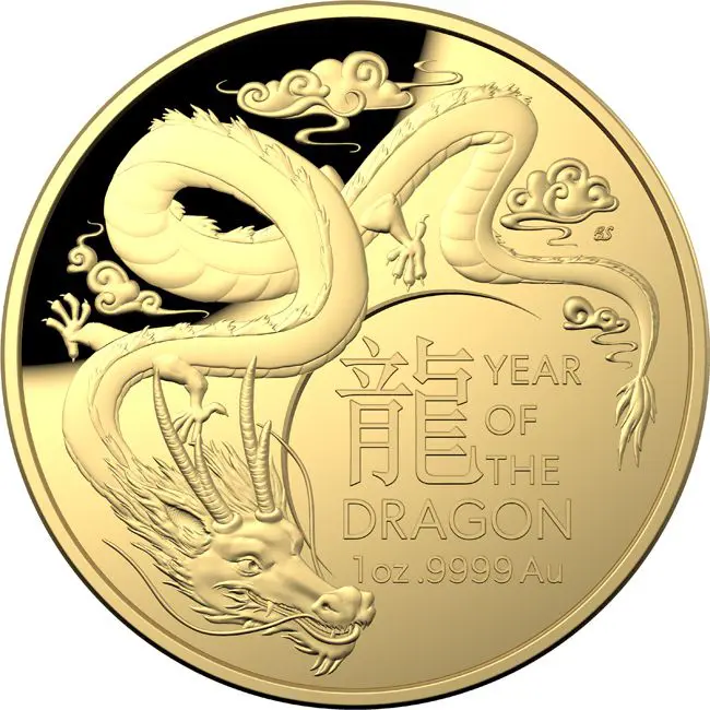 Lunární drak 2024, Australská královská mincovna, 1 oz zlata v etuji