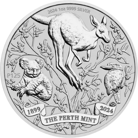 Stříbrná mince ke 125. výročí mincovny Perth Mint, 1 oz 