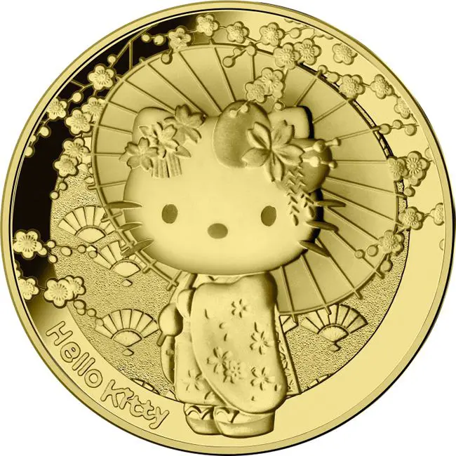 Zlatá mince 50 let Hello Kitty - Francie, 1/4 oz