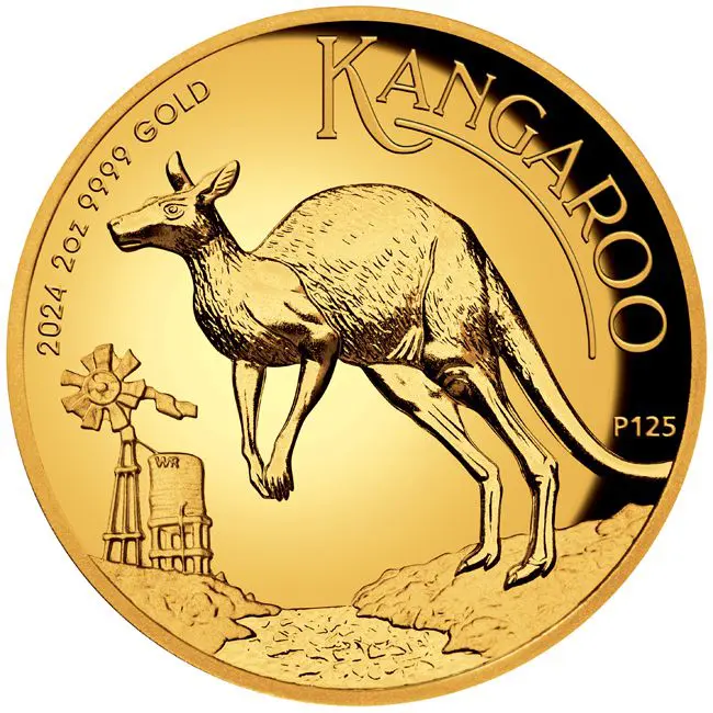 Zlatá mince Klokan 2024, vysoký reliéf, 2 oz zlata