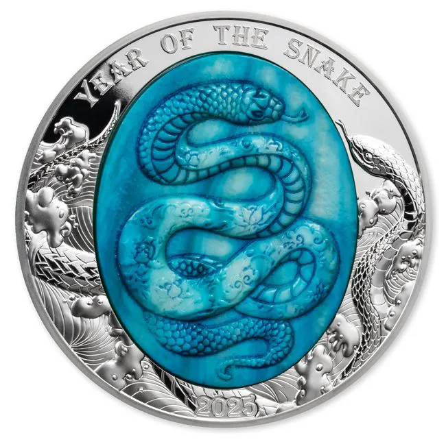 Lunární had - rok 2025, 5 oz stříbra s perletí