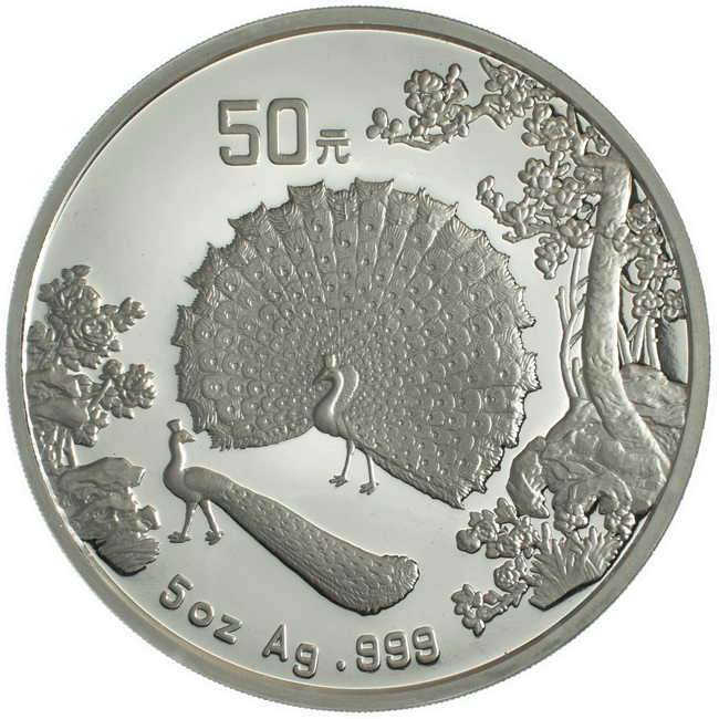Páv, 5 oz stříbra, Čína