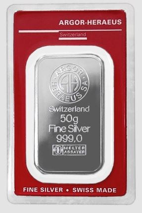 Silver bar Argor Heraeus 50 g
