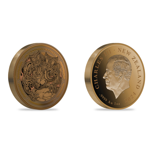 Taniwha 2024 (Maorské mytologické stvoření), 1 oz zlata v etuji