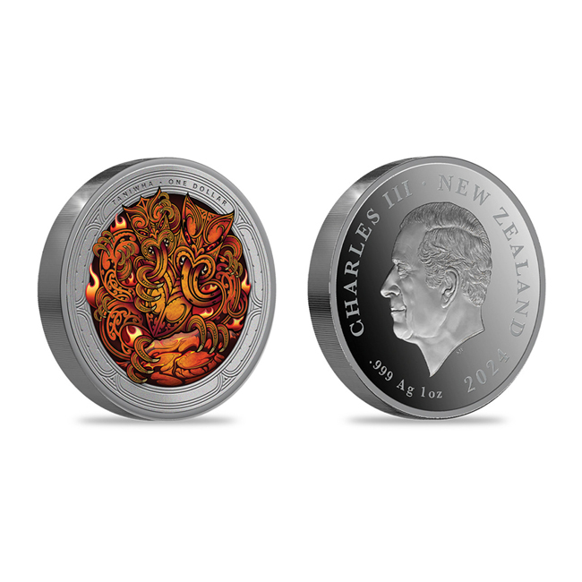 Taniwha 2024 (Maorské mytologické stvoření), 1 oz stříbra v etuji