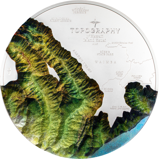 Topografie - Hawaii 2025, 1 kd stříbra v etuji