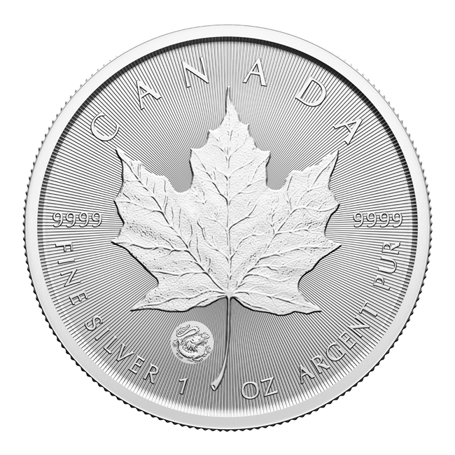 Vzácný  Maple Leaf - Lunární drak 2024, 1 oz stříbra v blistru