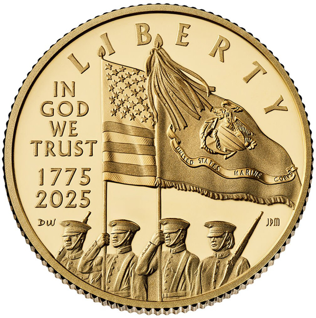 U.S. námořní pěchota 2025, 1/4 oz zlata v etuji