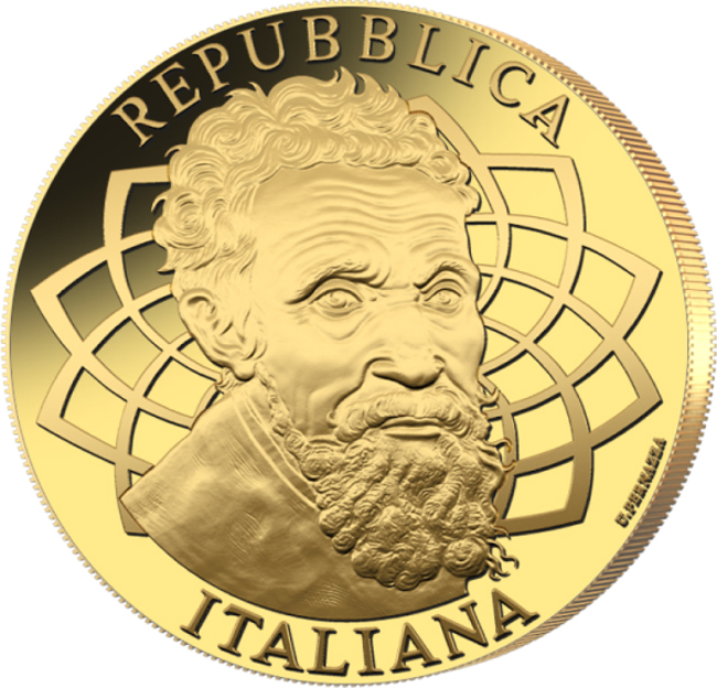 Michelangelo Buonarroti 2025, 550. výročí narození, 1/4 oz zlata v etuji